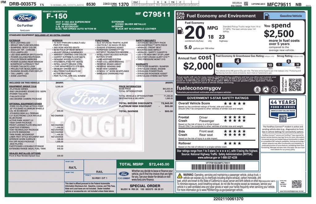 2021 Ford F-150 Platinum