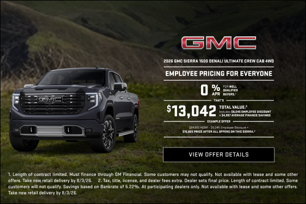 0% APR for well-qualified buyers.1

That is a $13,042 Total Value.2

Example offer:
$84,910 MSRP
...
